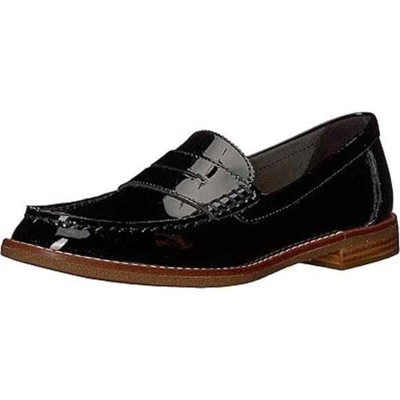 Sperry Seaport black patent leather  penny loafers sz 8.5 SH35 - Picture 2 of 8
